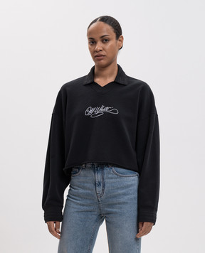 Off-White Black sweatshirt with polo collar 2FE00633T