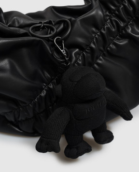 Juun.j Black monkey keychain with embroidered logo JC678ZP005