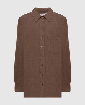 Babe Pay Pls Brown linen shirt D3502WMENFI