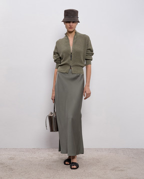 Brunello Cucinelli Green maxi skirt with slits M0H38G3396