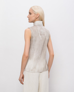 UMA WANG Beige silk sleeveless blouse UW1049
