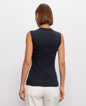 Peserico Dark gray T-shirt with monil chain A08700J005669