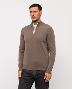 Pini Parma Brown wool and cashmere jumper HZIPTAU