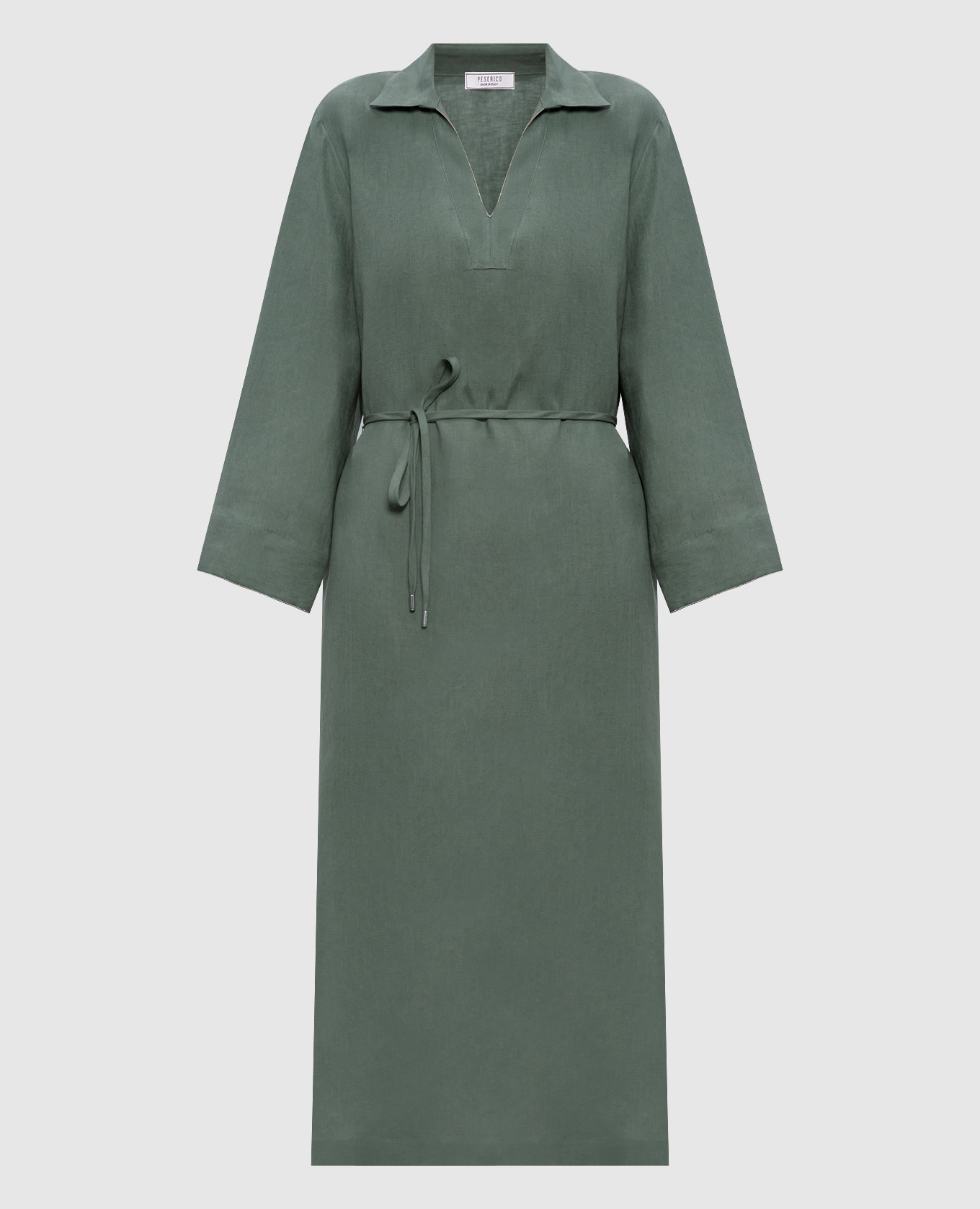 Green linen dress