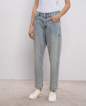 Brunello Cucinelli Blue mom jeans with a frayed effect MA095P5319