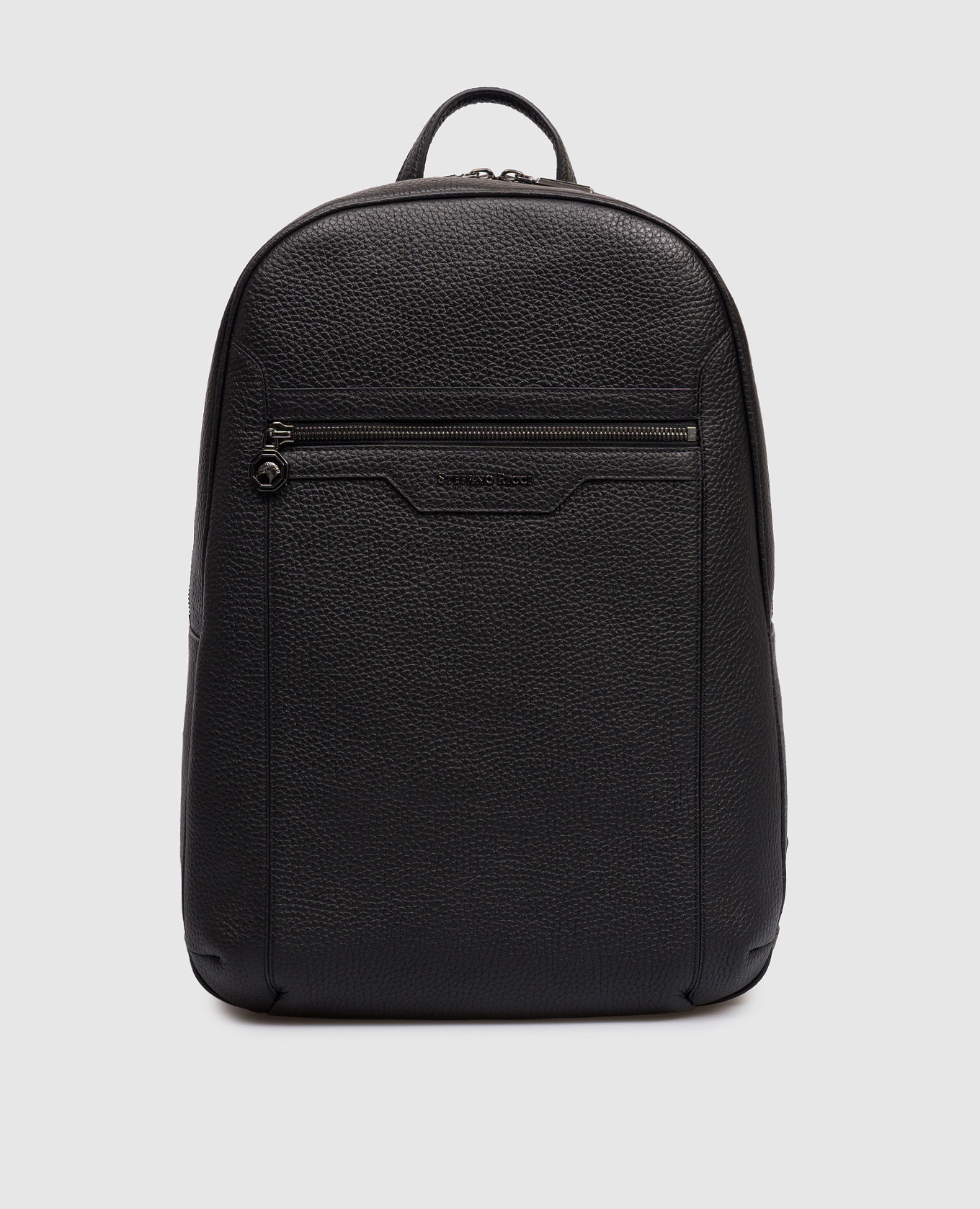 

Black leather backpack with textured logo Stefano Ricci