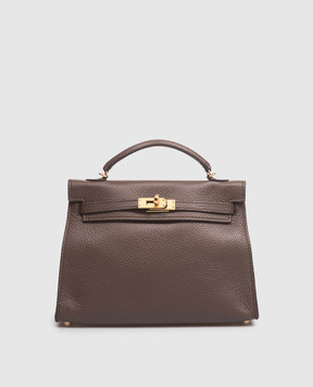 Babe Pay Pls Brown leather satchel bag 06508