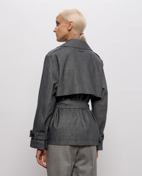 Peserico Gray cropped trench coat with lurex A01745A00589