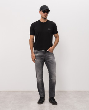 Dolce&Gabbana Black T-shirt with textured patch G8PV1TG7Q1Q
