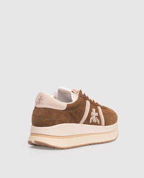 Premiata Bethcoin brown suede sneakers with crocodile embossed pattern BETHCOIN8509