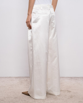 Brunello Cucinelli White silk palazzo with monil chain MH530P9165