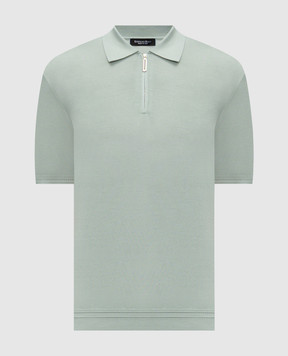 Stefano Ricci Green silk polo shirt with embroidered monogram logo K616215P31F26101