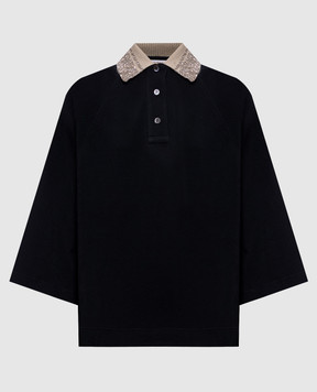 Brunello Cucinelli Black polo with contrast collar M0T63EJ115