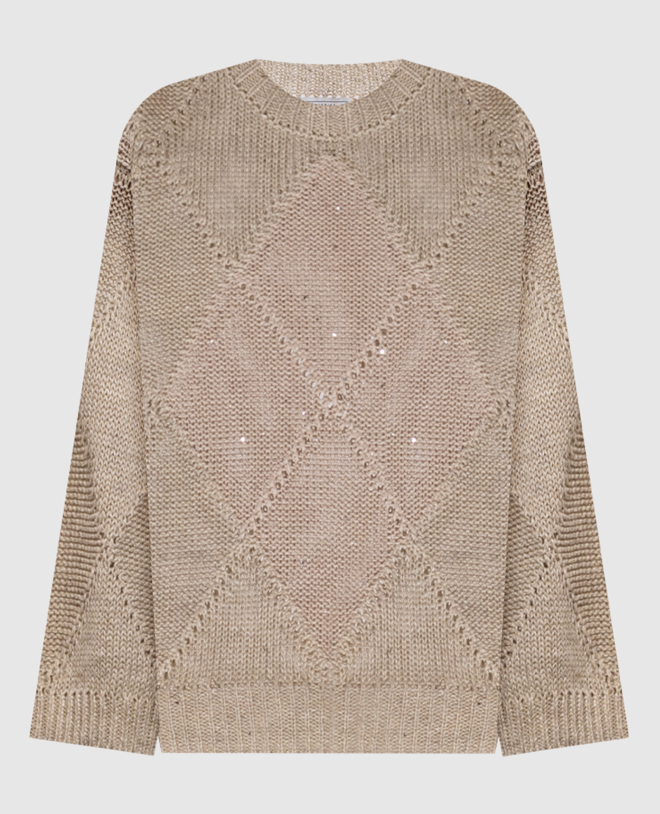 Beige openwork jumper with linen