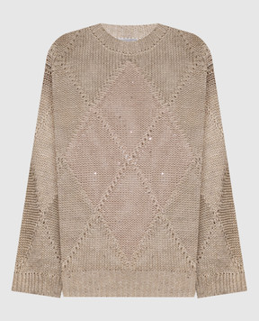 Peserico Beige openwork jumper with linen A99053F039106A