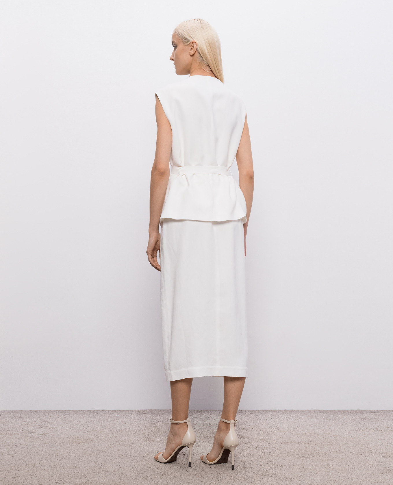 

White double-layered dress with linen Brunello Cucinelli