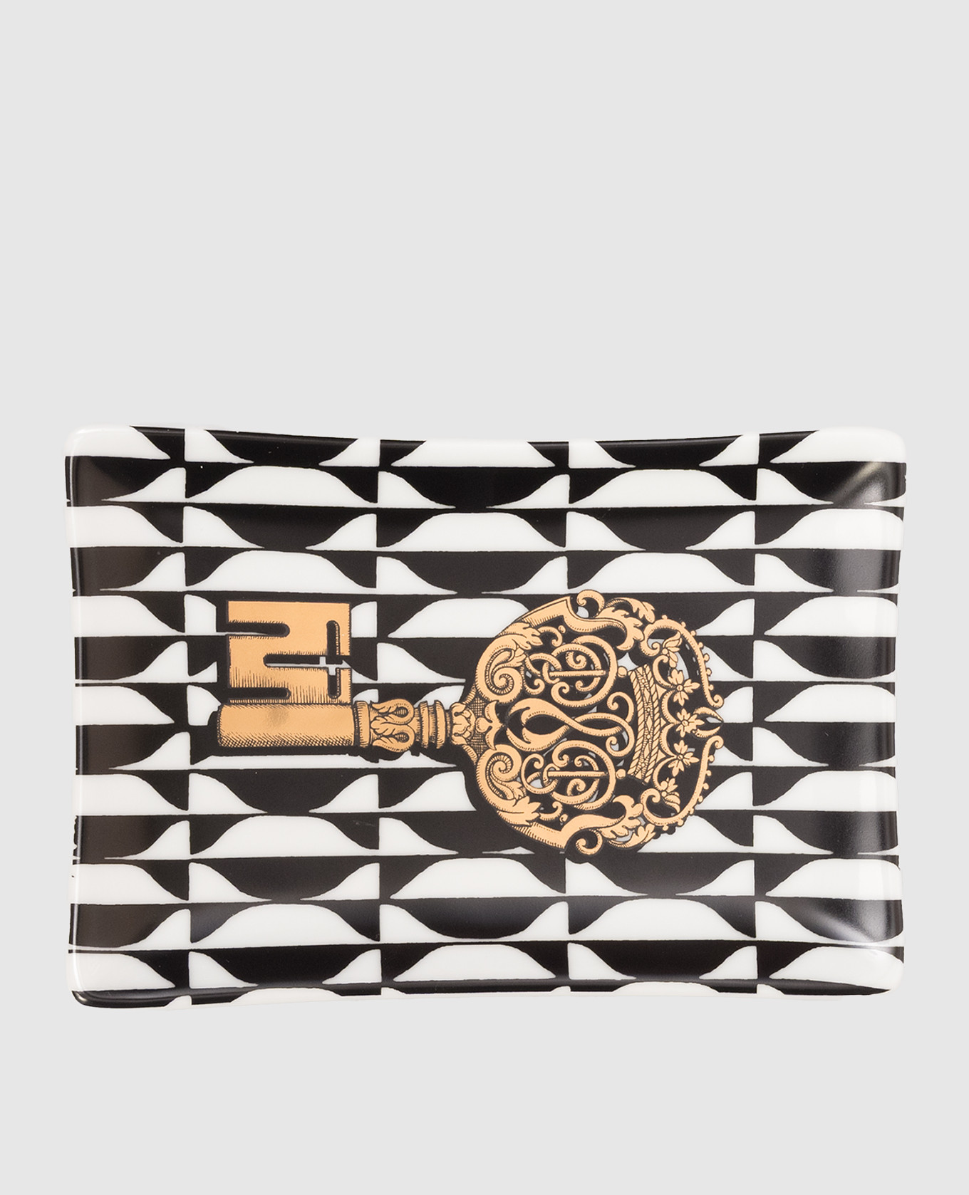 

White porcelain ashtray Chiavi & Losanghe Fornasetti