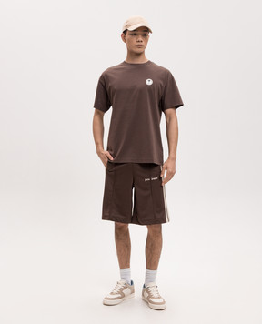 Palm Angels Brown shorts with logo embroidery PMCL009S26FAB001