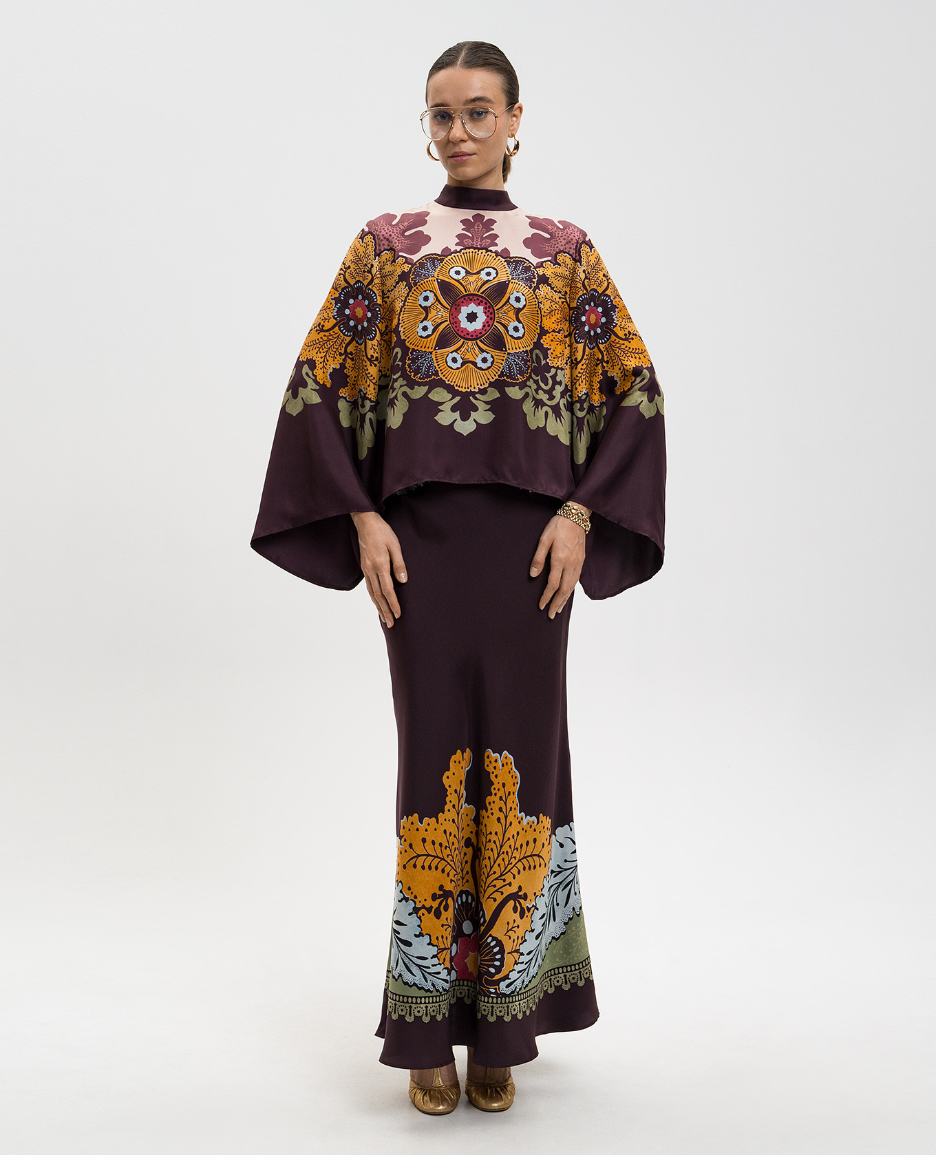 

Burgundy silk maxi skirt La DoubleJ