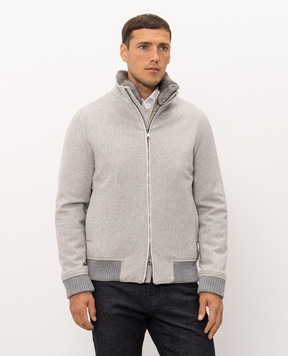 Pini Parma Gray wool jacket with mink fur BOMBMINKLPGR