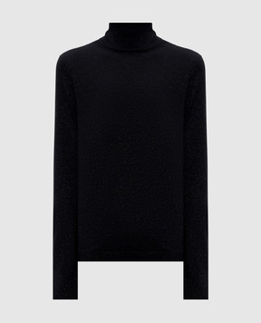 Allude Black merino wool turtleneck with lurex 25564102