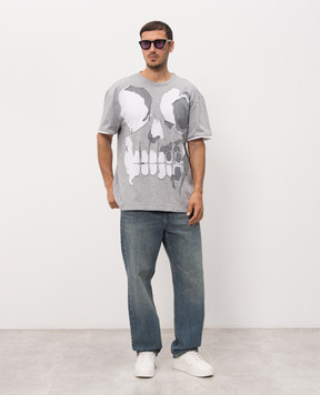 Alexander McQueen Grey melange T-shirt with applique 873647QXAA8