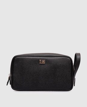 Dolce&Gabbana Black leather vanity case with metal plate BT3310A0701