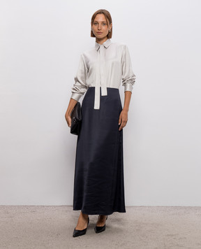 Peserico Gray blouse with ribbon A06293A06638