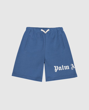 Palm Angels Children's blue shorts with logo print PBCI006S26FLE001
