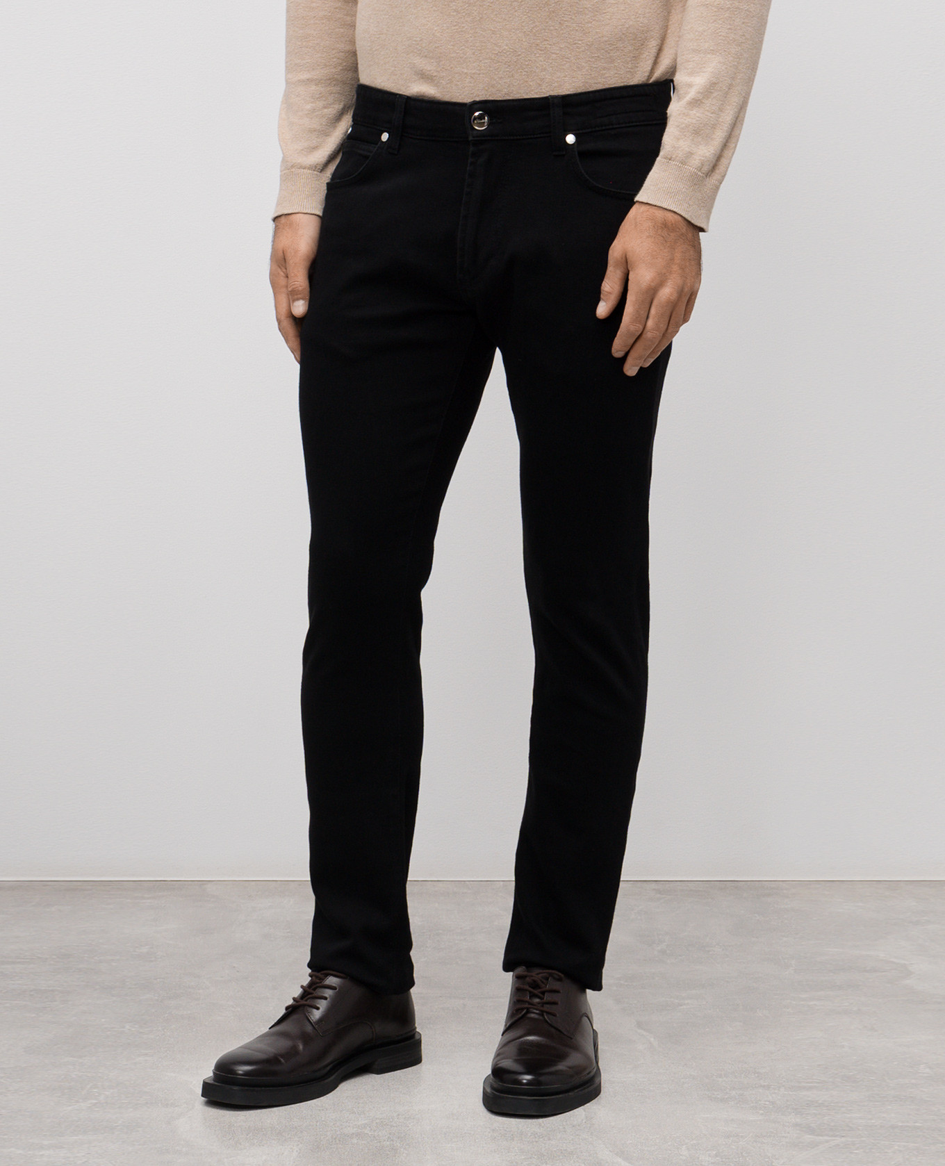 Black jeans with logo patch Enrico Mandelli 3