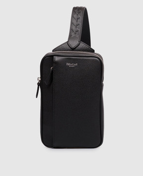Serapian Black leather sling bag with logo SRCMOMML738715A001
