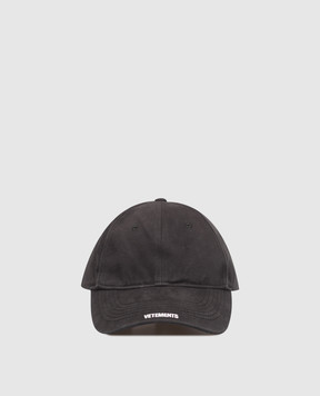 Vetements Black cap with logo embroidery UE76CA324Bw