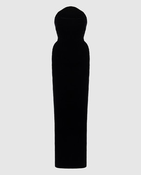 Thierry Mugler Black velvet dress with slit 25F1RO1760477