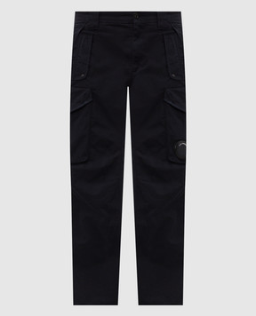 C.P. Company Blue cargo pants with logo patch MPA730A005529G