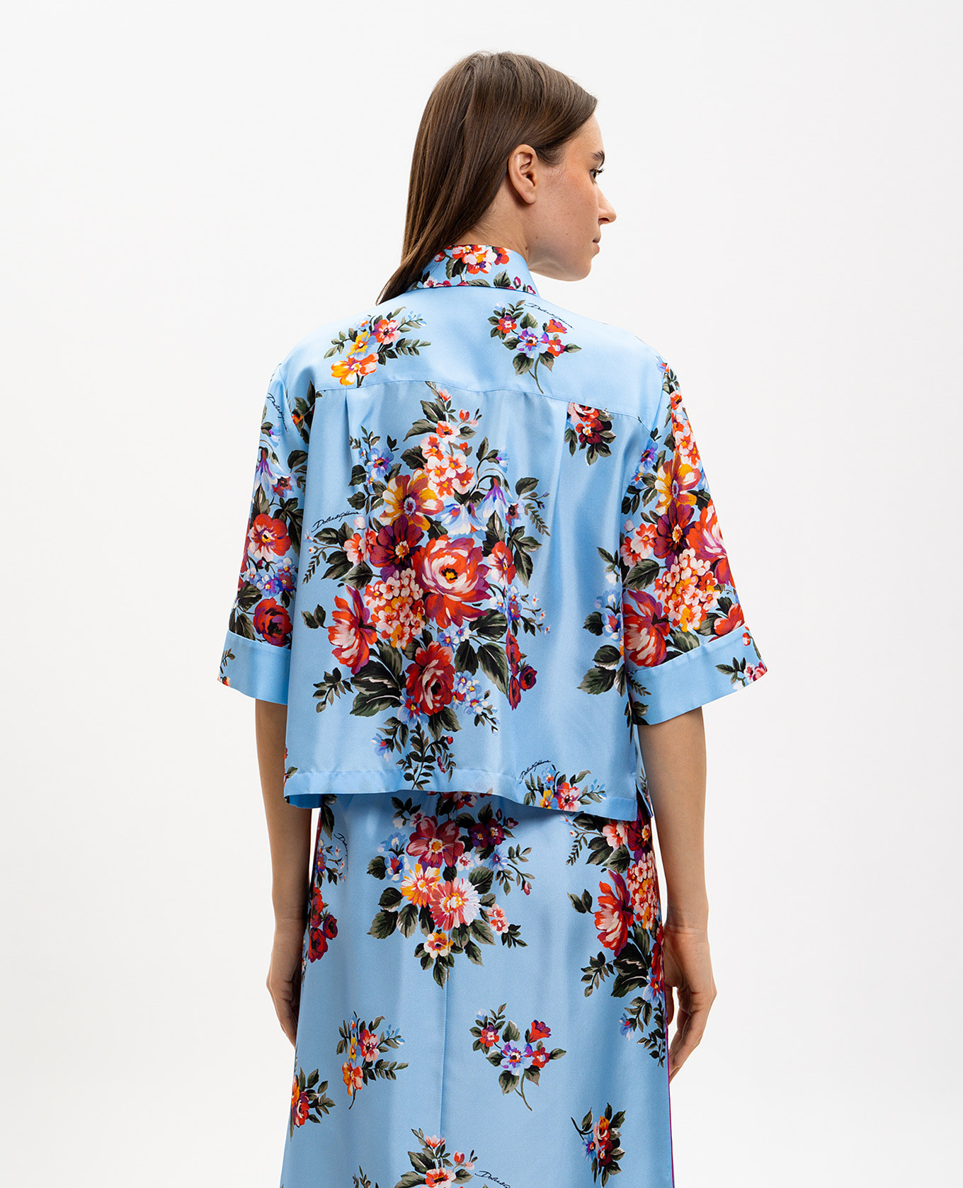 Blue silk blouse with floral print Dolce&Gabbana 4