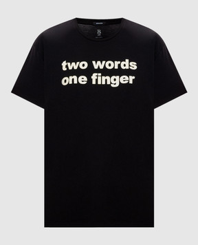 R13 Two Words One Finger Black T-Shirt R13WK001K162A