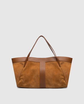 Twinset Brown suede tote bag with logo embossing 261TB7101