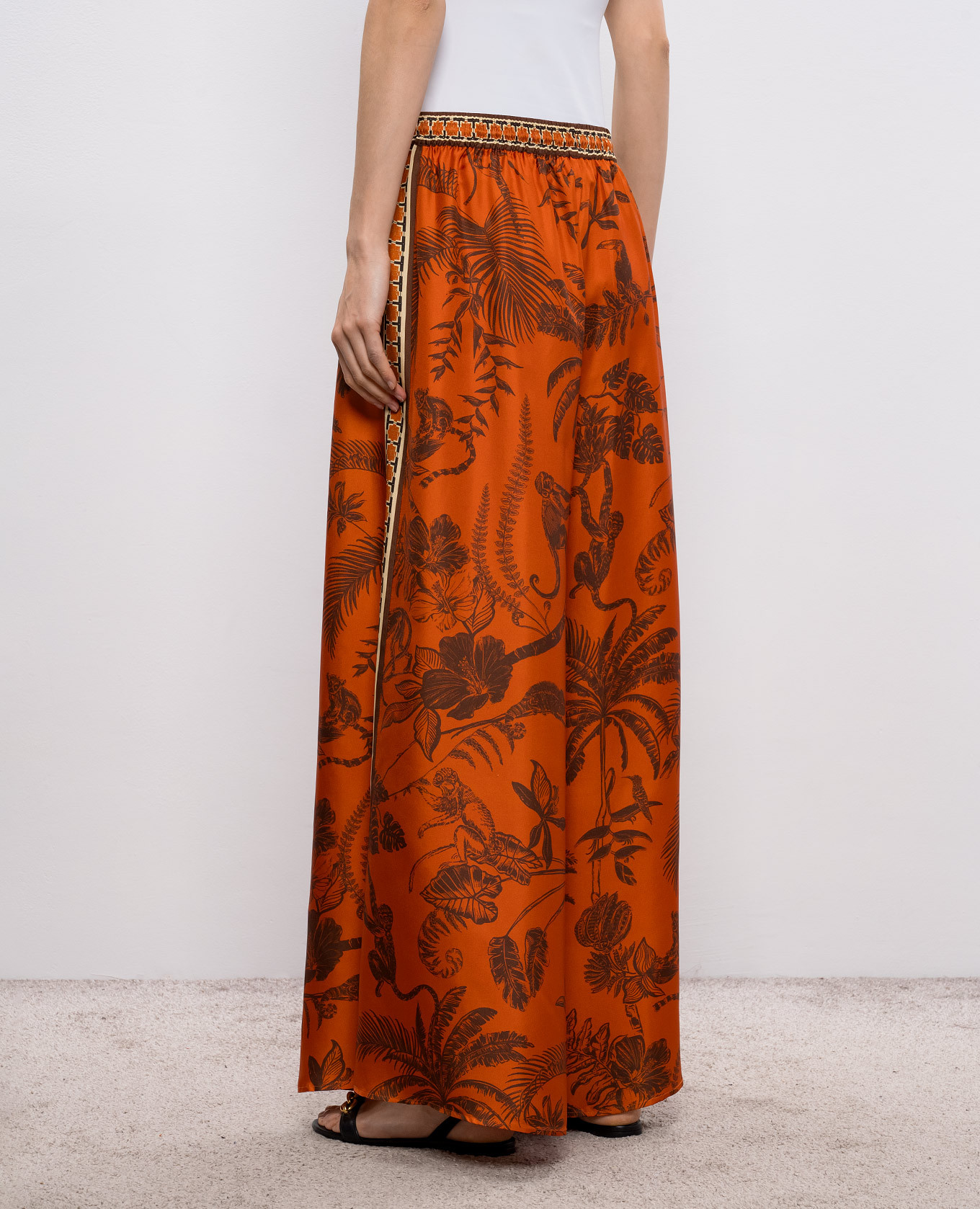

Monkey Dance orange silk palazzos Alemais