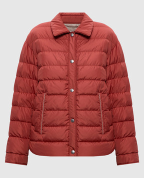 Peserico Red down jacket with monil chain A2411406957