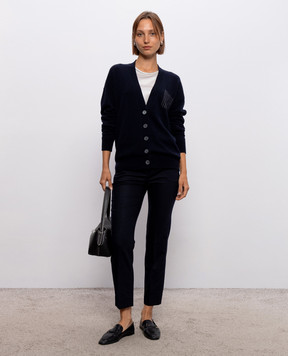 Peserico Navy wool and cashmere pants A0471803358