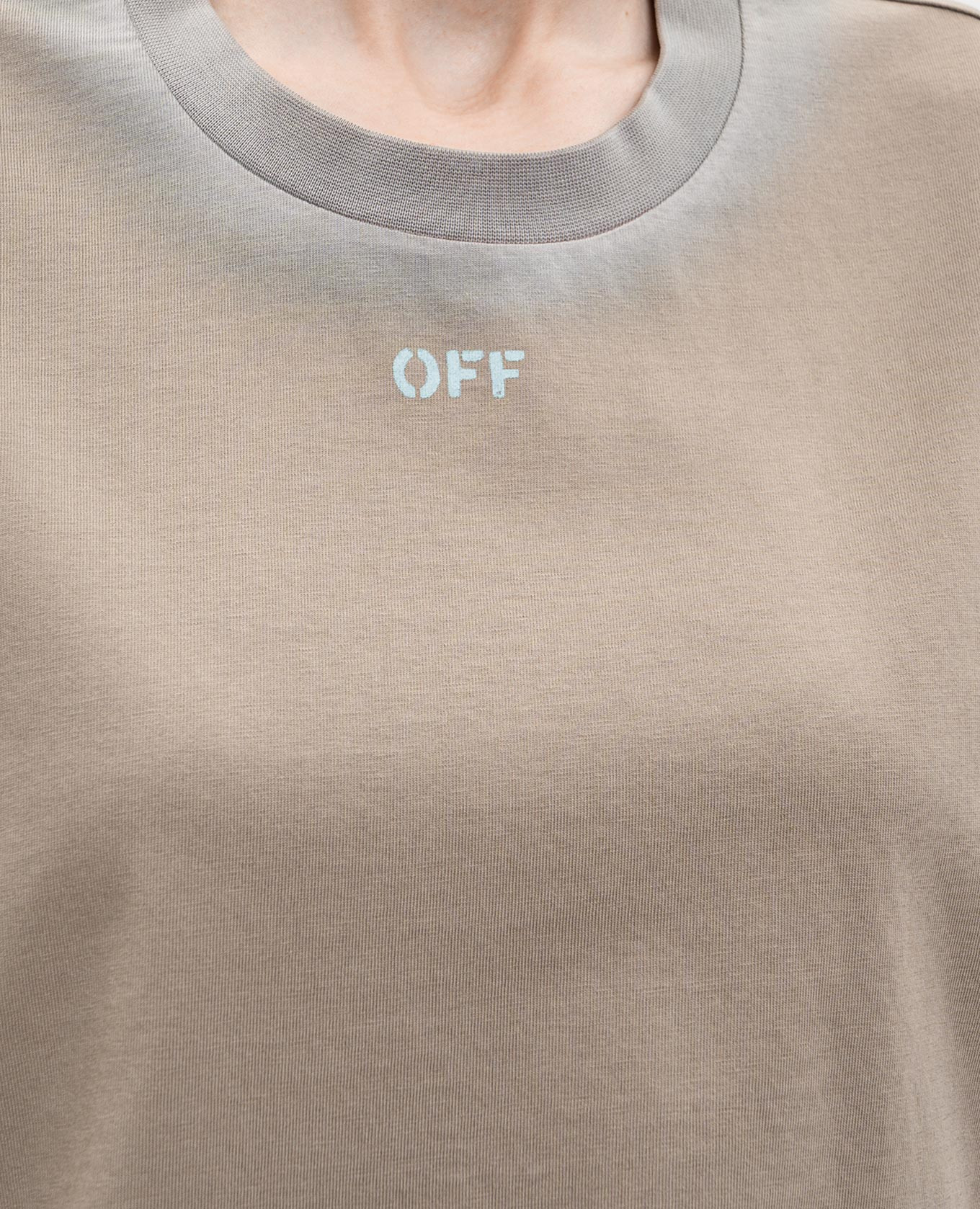 Brown Spray cropped T-shirt with logo print Off-White 5