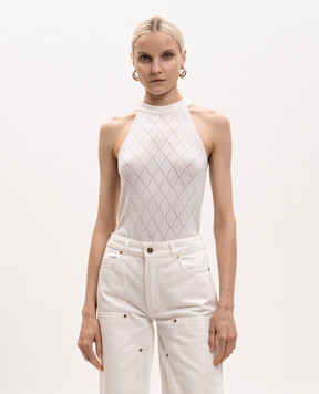 Balmain Ivory wool top with geometric pattern HF1AE089KJ99