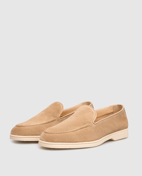Doucal's Brown suede loafers with textured logo DD8893JOANUY229