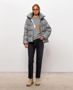 Peserico Gray down jacket with brand patch S24134D01945