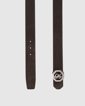 Stefano Ricci Brown suede belt with monogram logo N381SDC366U
