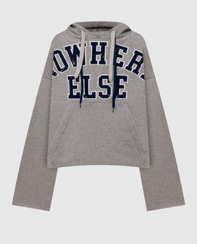 SSHEENA Grey melange Flip printed hoodie 26FWFLIPTF26011