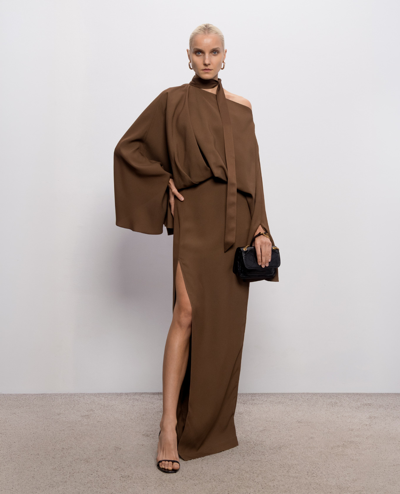 Brooks brown one-shoulder maxi dress Taller Marmo 2