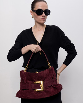 Balmain Anthem burgundy suede bag HN1KK990LSDD