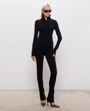 Thierry Mugler Black wool top with zipper 26F1TO09001038