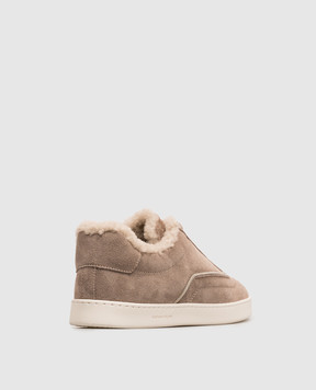 Fabiana Filippi Brown suede sneakers with fur ASD226A992M542